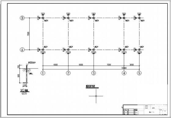 7.5米跨门式刚架结构厂房结构设计施工CAD图纸 - 1