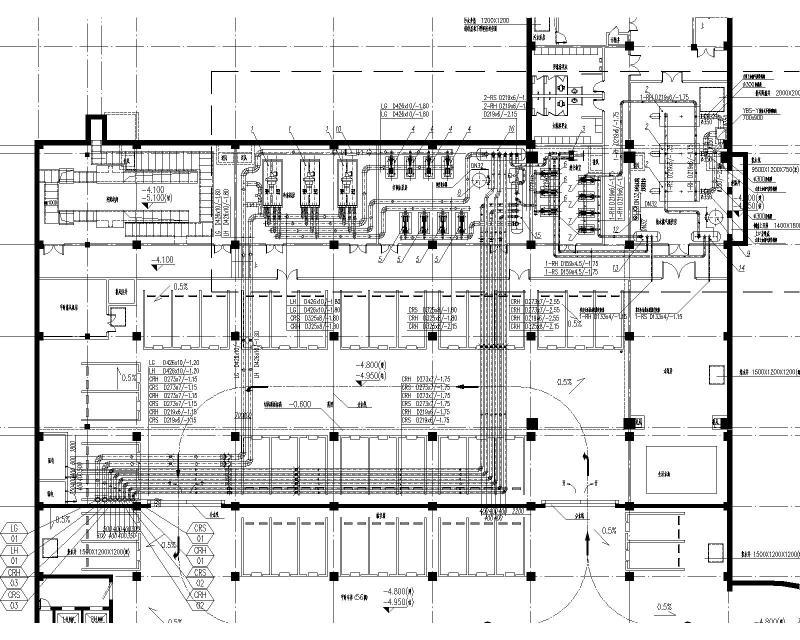 业务处理三号楼及后勤服务中心暖通施工CAD图 - 1