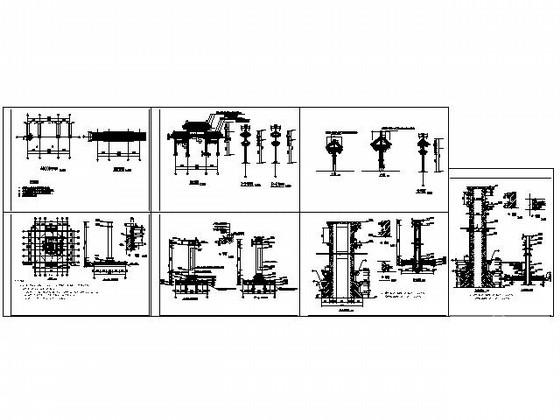 烈士陵园牌坊建筑施工CAD图纸 - 4