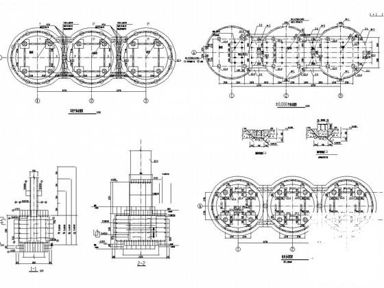 高25米直径10米三库连体石灰石石膏库施工CAD图纸 - 1