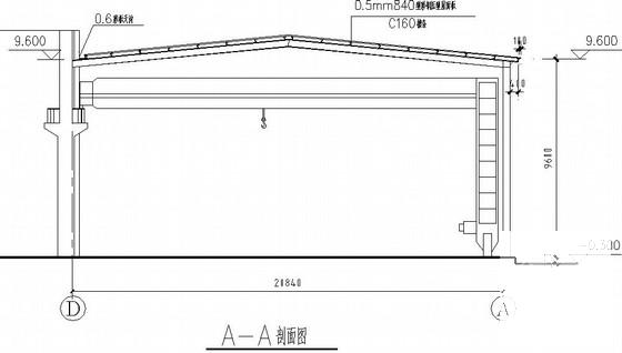 外接20米跨门式刚架厂房施工CAD图纸 - 1