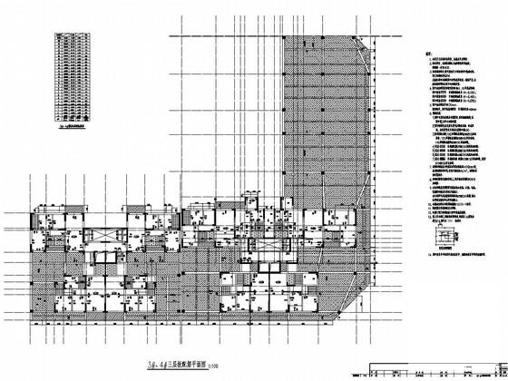 23层剪力墙结构住宅楼结构施工大样图cad平面图 - 2