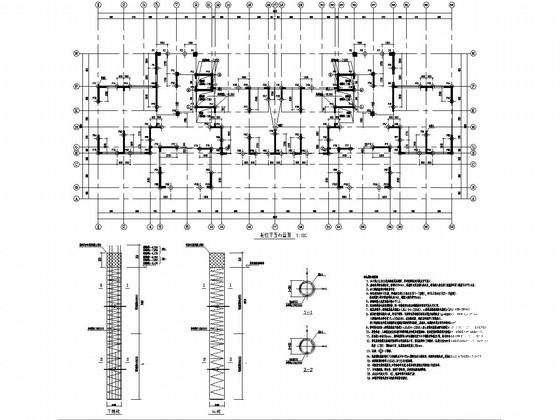 两栋34层框架剪力墙结构住宅楼结构施工CAD大样图 - 1