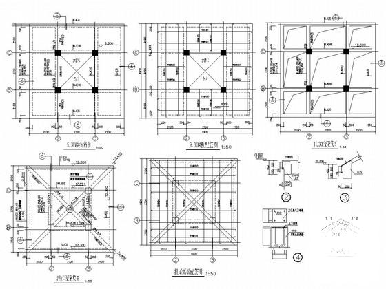 4层山地公园框架结构了望塔结构施工CAD大样图 - 3