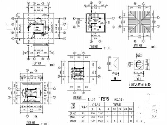 4层山地公园框架结构了望塔结构施工CAD大样图 - 4