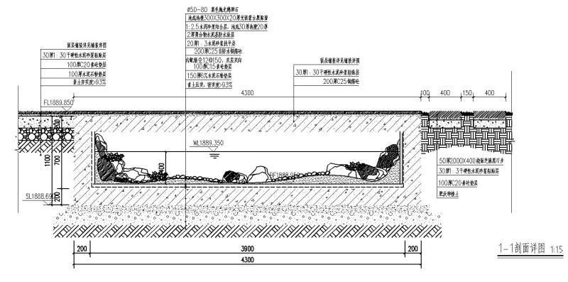 溪流跌水大样详图纸设计_CAD - 2