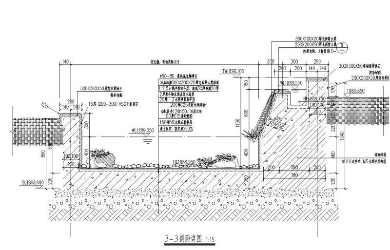 溪流跌水大样详图纸设计_CAD - 4