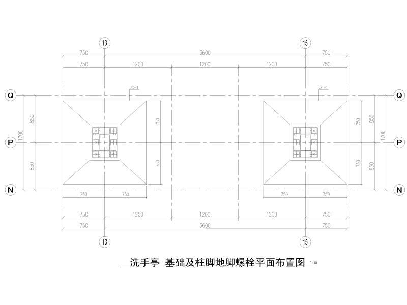 洗手亭结构详图纸（CAD） - 1