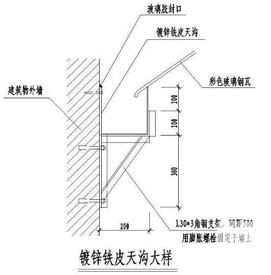 镀锌铁皮天沟大样 - 1