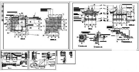 中式灰琉璃瓦双亭详图纸_CAD - 4