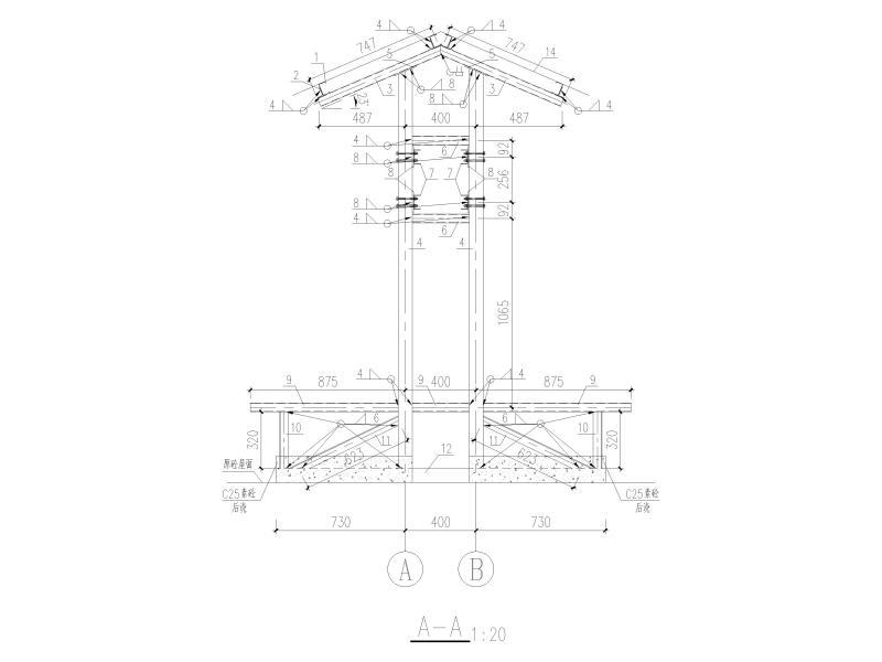 逆变器支架安装详图纸（CAD） - 1