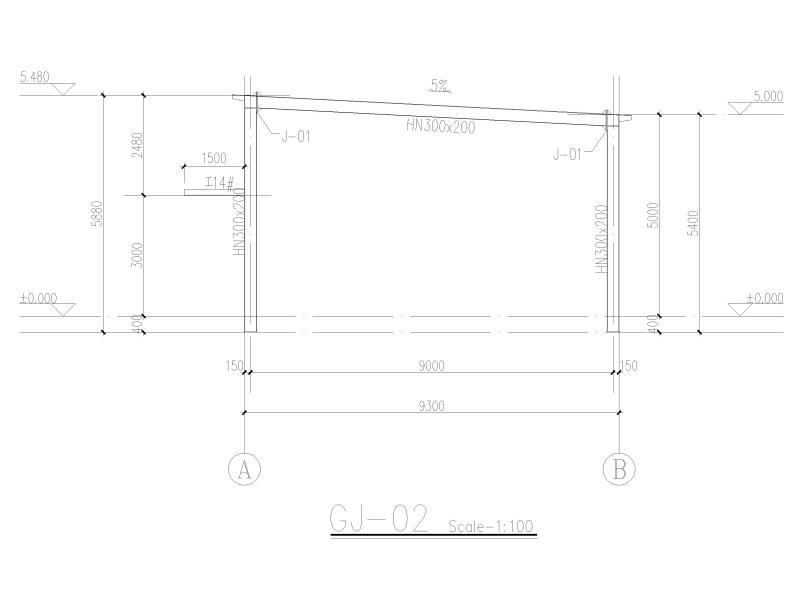 门刚结构汽车生产辅房结施2019(建)_CAD - 1