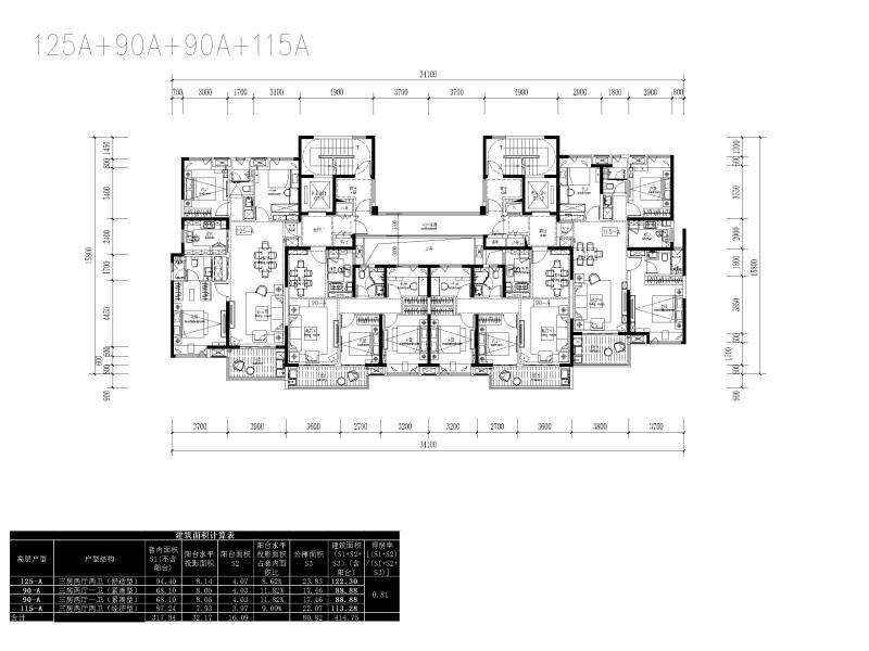 全生命周期微创新户型高层标准层户型CAD - 1