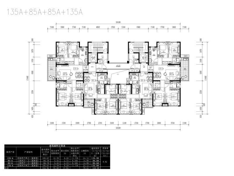 全生命周期微创新户型高层标准层户型CAD - 2