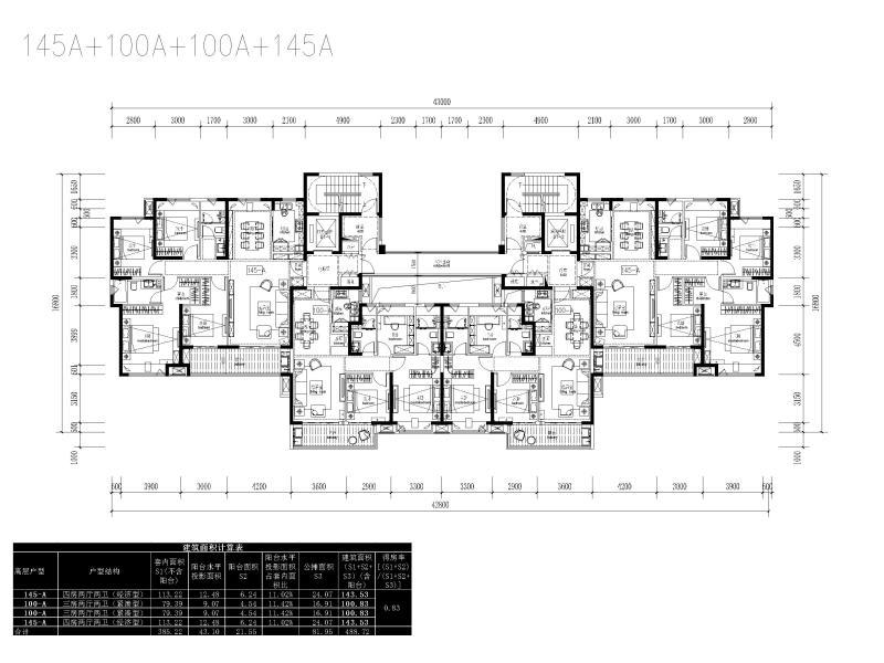 全生命周期微创新户型高层标准层户型CAD - 3