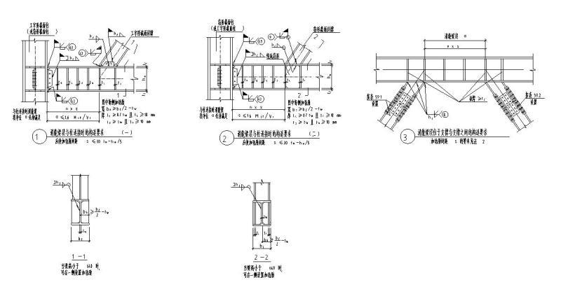 斜杆为双槽钢或双角钢组合截面与节点板连接_CAD - 3