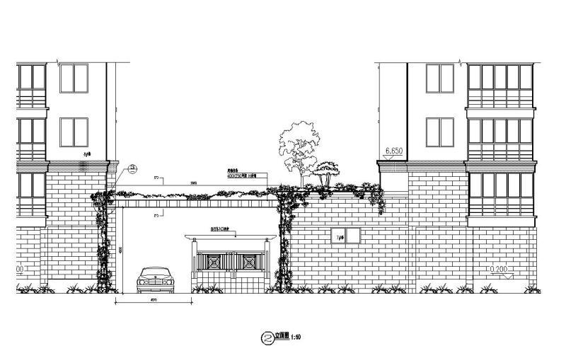 摩尔驿站次入口廊架详图纸设计_CAD - 1