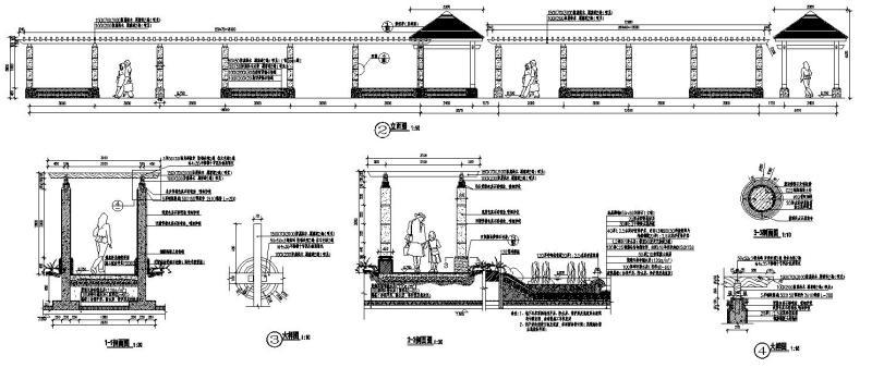 经典特色直防腐松木廊架详图纸设计_CAD - 2