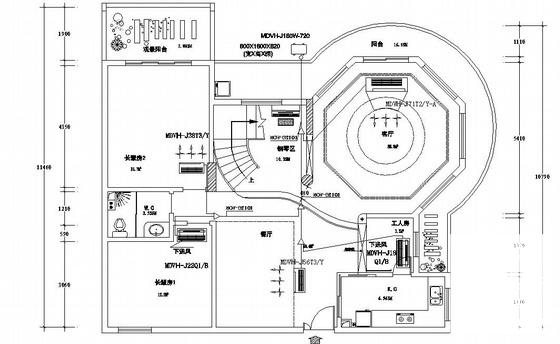 别墅中央空调平面施工图纸cad - 1