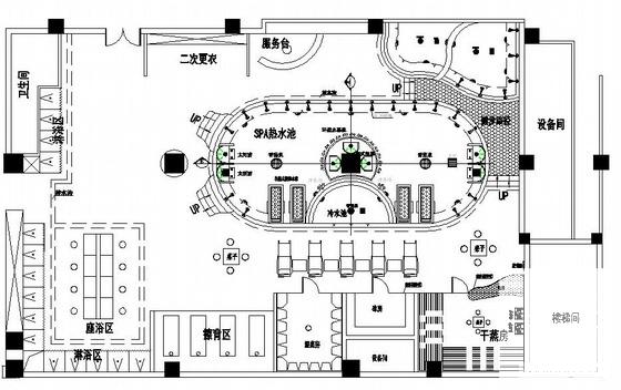 桑拿男女宾水池平面布置图纸cad - 1