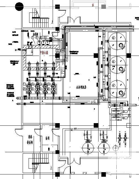 学校泳池机房管道平面及剖面图纸cad - 1