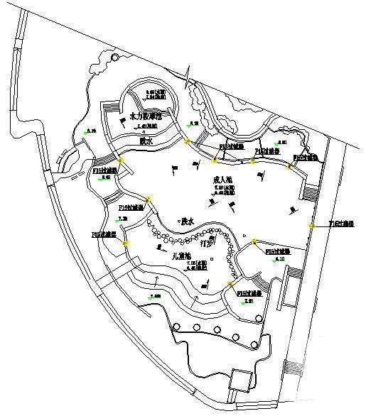 戴思乐泳池在大型室外景观游泳池的平面图纸cad - 1