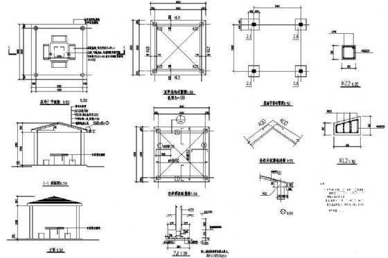 小区凉亭二详图纸cad平面图,剖面图,立面图 - 2