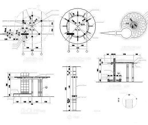 水晶亭详细做法施工图纸cad平面图及立面图 - 1