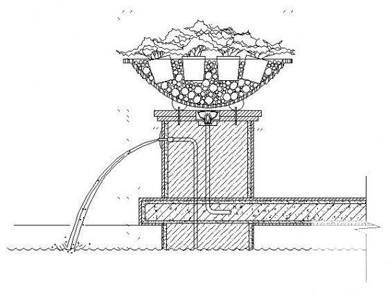 木平台及喷水花钵施工图纸cad立面图 - 1