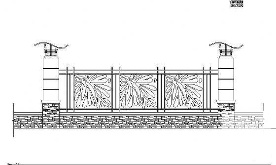 铁艺栏杆围墙详图 - 1
