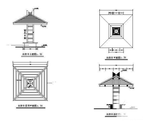 四角休闲亭施工图 - 2