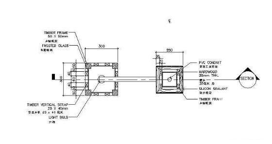 木站台及灯柱细节一cad平面图及剖面图 - 2