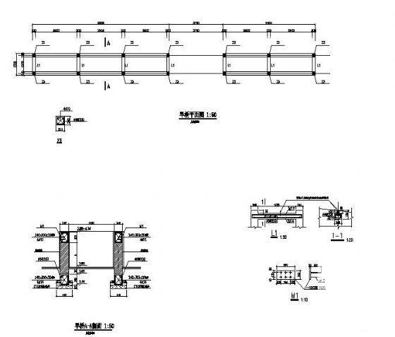 旱桥施工图纸cad平面图及节点详图,剖面图 - 1