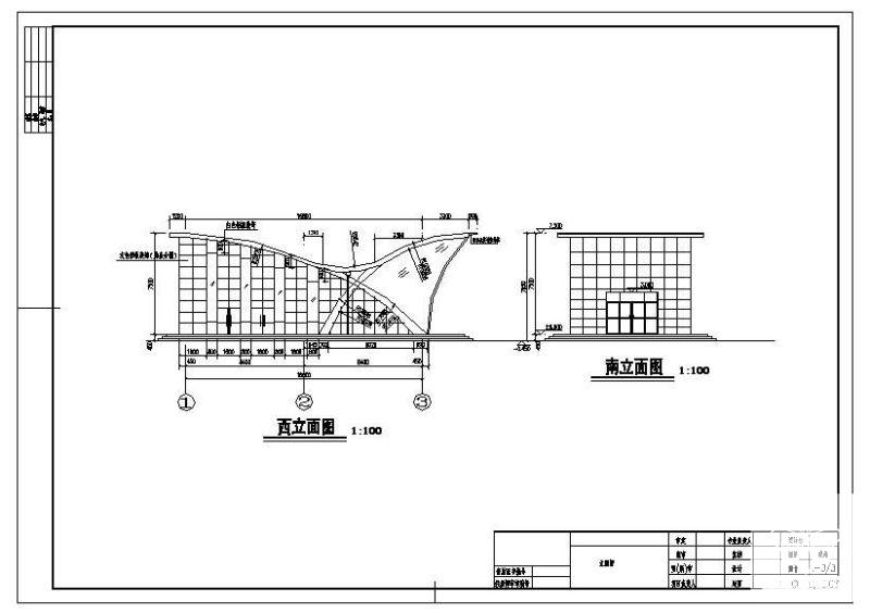 钢框架广场入口建筑结构图纸cad平面布置图 - 1