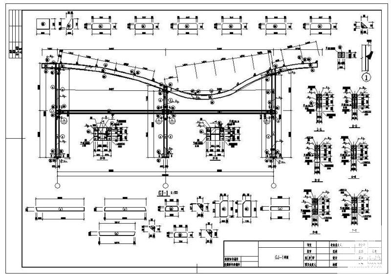 钢框架广场入口建筑结构图纸cad平面布置图 - 2