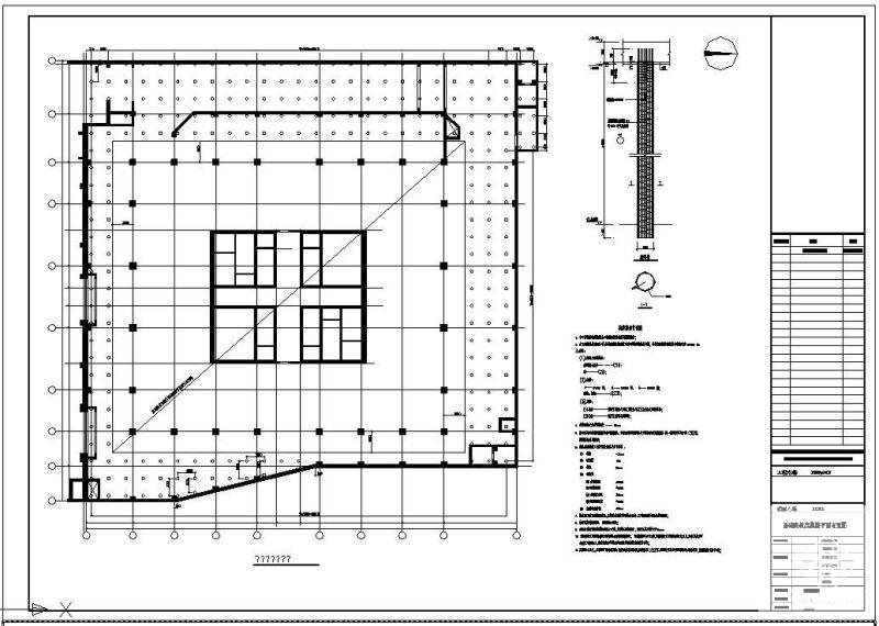 国内中心二期写字楼基础节点构造详图纸cad平面布置图 - 1