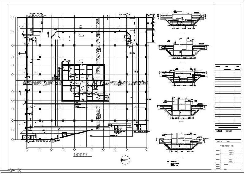 国内中心二期写字楼基础节点构造详图纸cad平面布置图 - 2