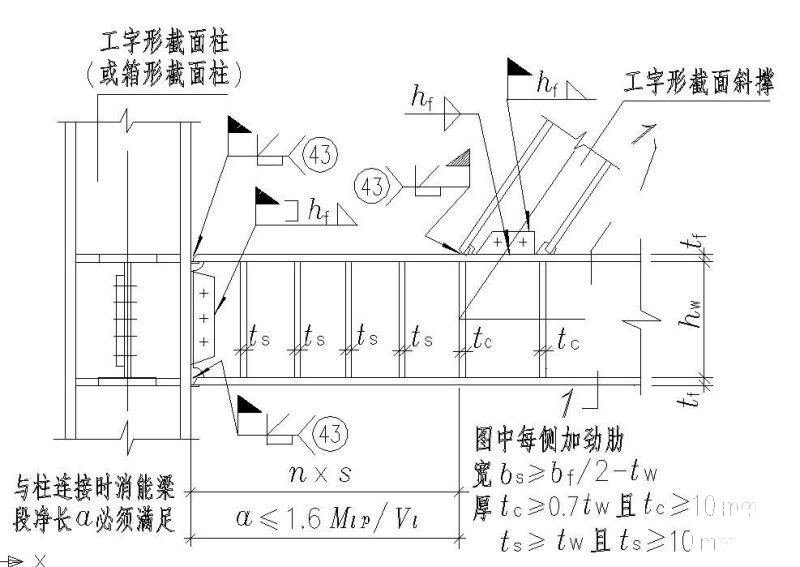 消能梁段与柱连接节点构造详图纸要求cad - 1