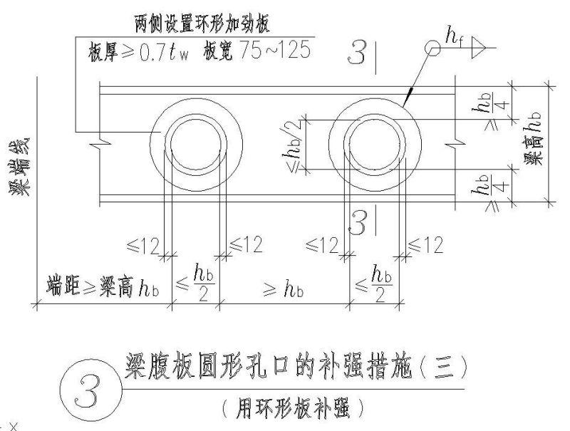 梁腹板圆形孔口节点构造详图补强措施cad - 1