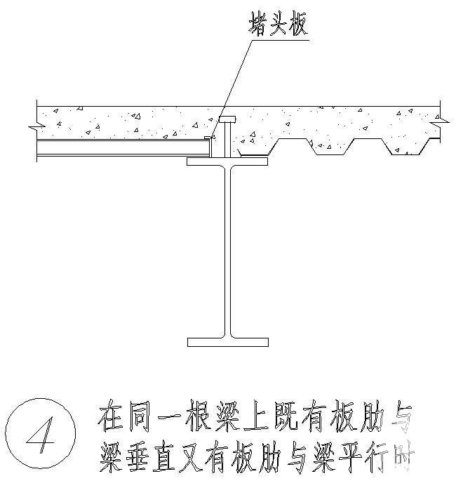 在同一根梁上既有板肋与梁垂直又有板肋与梁平行时节点构造详图纸cad - 1