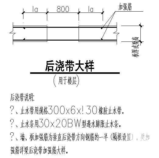 后浇带大样节点图 - 1