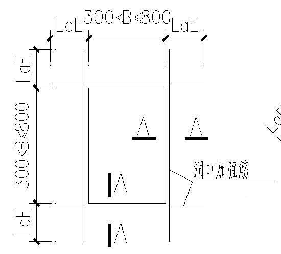 混凝土墙洞口加强大样节点构造详图cad(3个节点) - 1