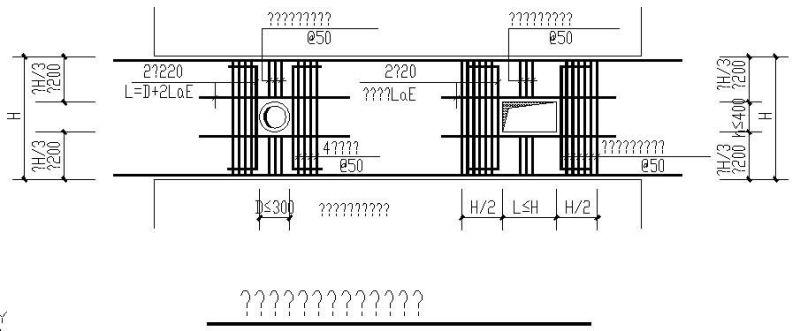 连梁上穿套管穿方洞节点构造详图纸做法cad - 1