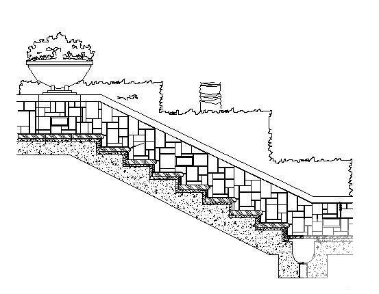 矮墙台阶详图纸cad剖面图 - 1