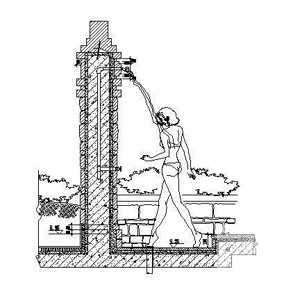 喷水景柱详图纸cad剖面图 - 1