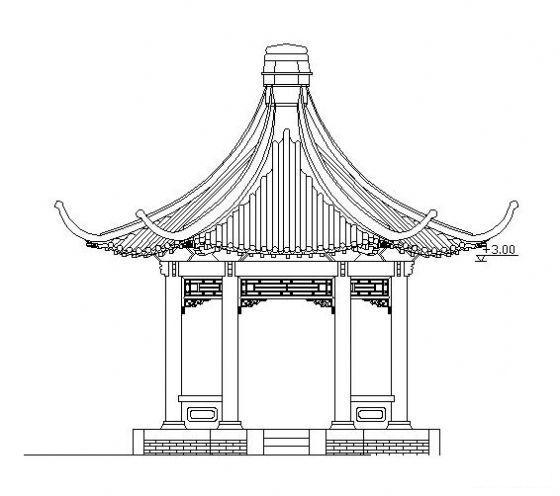 仿清式建筑六角亭 - 1