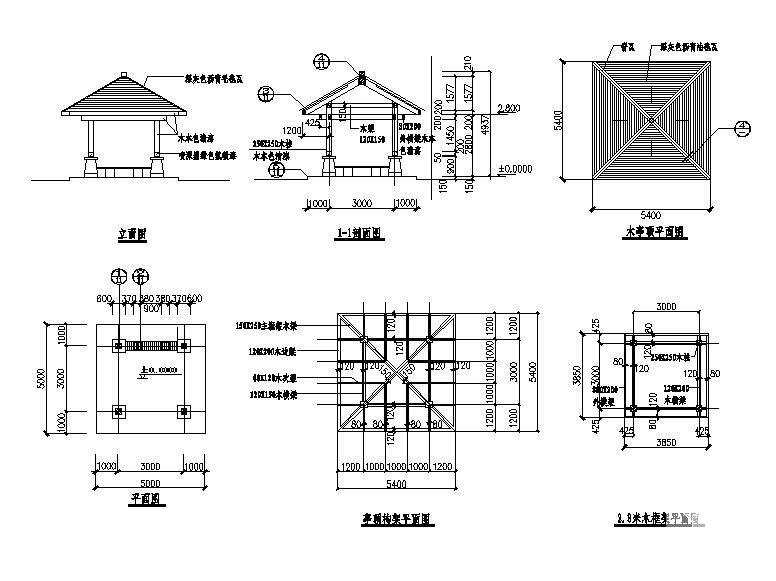 四角亭施工大样图 - 2