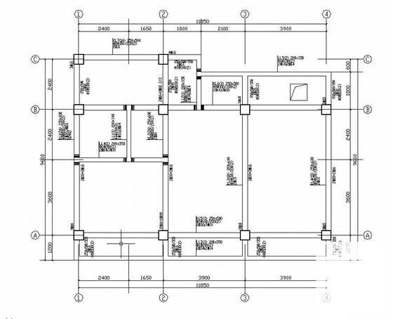 一份4层框架结构商住楼结构CAD施工图纸