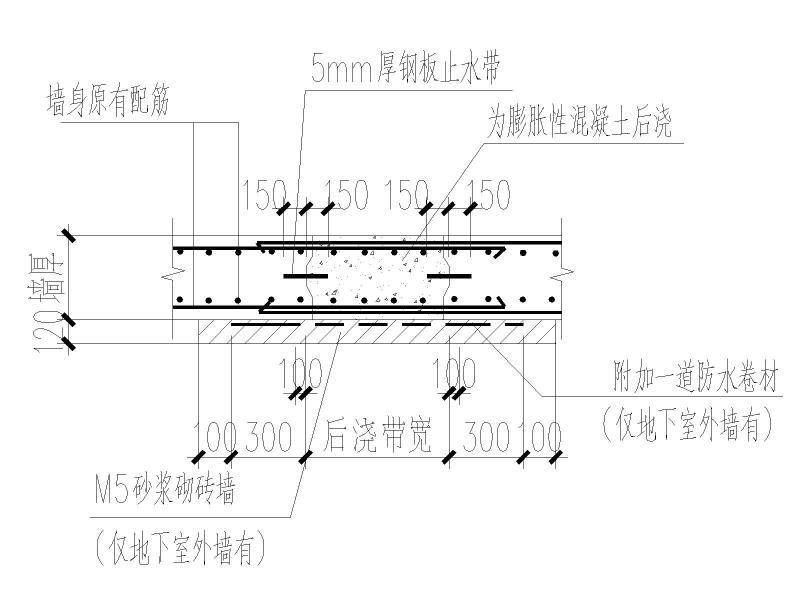 图（三）外墙后浇带大样