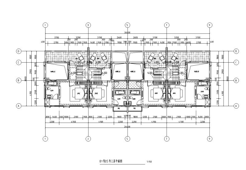 上海院子140+130㎡联排别墅户型图设计 (4)